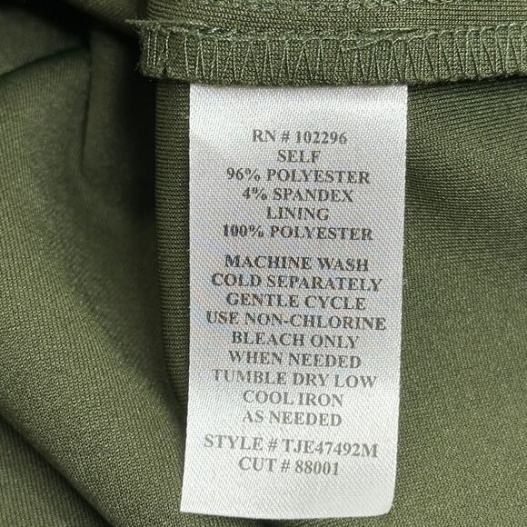 NWT Connected Apparel Olive Green Tie Scuba Crepe Sleeve Sheath Dress Womens 4 - Picture 10 of 10
